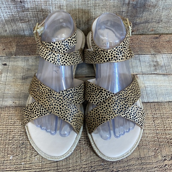 Sole Society Saden Strappy Sandals Women Size 10M Tan Black Cheetah Print Buckle - Picture 3 of 11